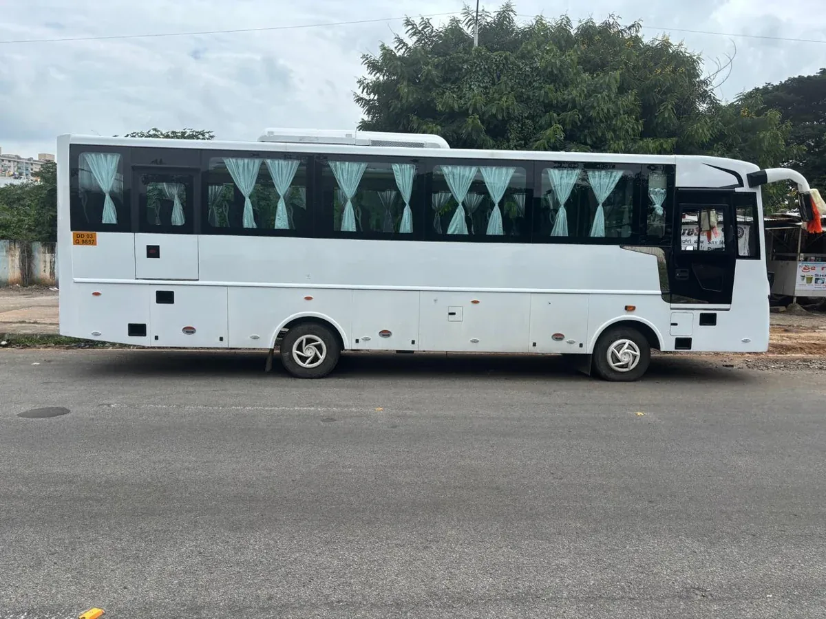 16 seater luxury tempo traveller exterior - Khushi Travels Bangalore
